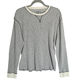 Helix Mens Henley Thermal Size 2XL Cotton Poly Waffle Knit Crewneck Pullover Top